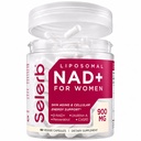 NAD + Tambahan untuk Perempuan - NMN Alternatif dengan GNU -NAD +, Trans- Resveratrol, CoQ10, D-Ribose - Promoses Renewal Selular, Energi, dan Kesehatan Skin Radiant - 60 Capsules Advanced