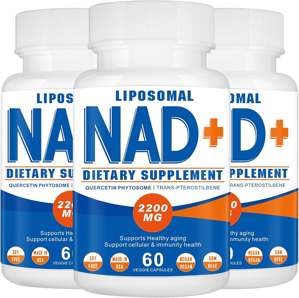 2200mg Liposal NAD + Tambahan, Tambahan NAD untuk Energi Seluler, Penuaan Defese, 180 Kapsul