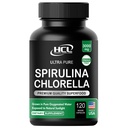Chlorella Spirulina Powder Capsules 3000 mg BMAA Free Purest Blue Green Algae - Best Natural Detox Raw Vegan Protein Hijau Superfood - dibuat di USA