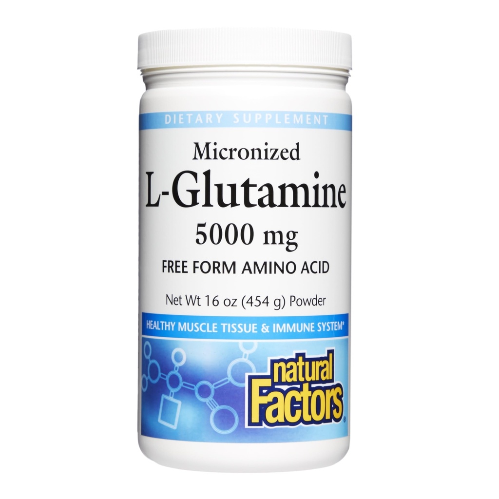 Faktor Natural Micronized L-Glutamine 5.000 mg Powder - Support Gut Health Easy - Powder Amino Acid Supplemen Otot Pemulihan - 16 oz (90 Pelayan)