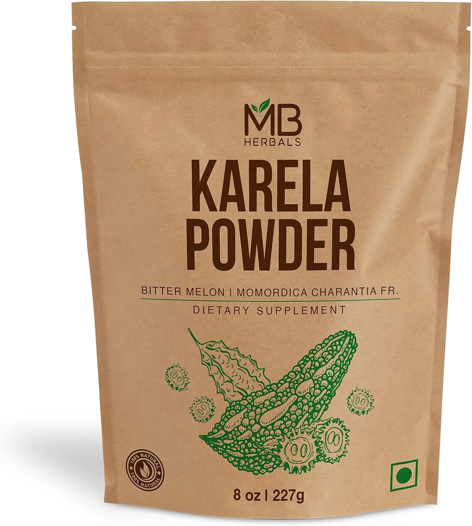 MB Herbals De-Seeded Karela powder 8 oz / 227 Gram (0.5 lb) 14; 100% Bitter Murni Bup Melon 114; Momordica charantia Fr.