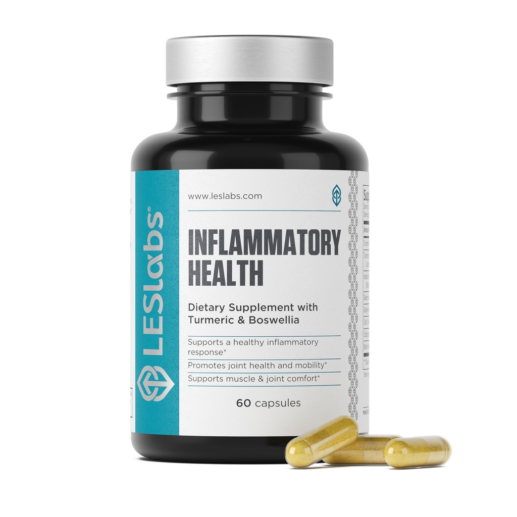 LEM Labs Inflammatory Health - Dukung, Fungsi Muscle & Relaxation, Mobility- Turmeric, Boswellia, Quercetin, Ginger & CoQ10 - Supplemen Non-GMO - 60 Capsules