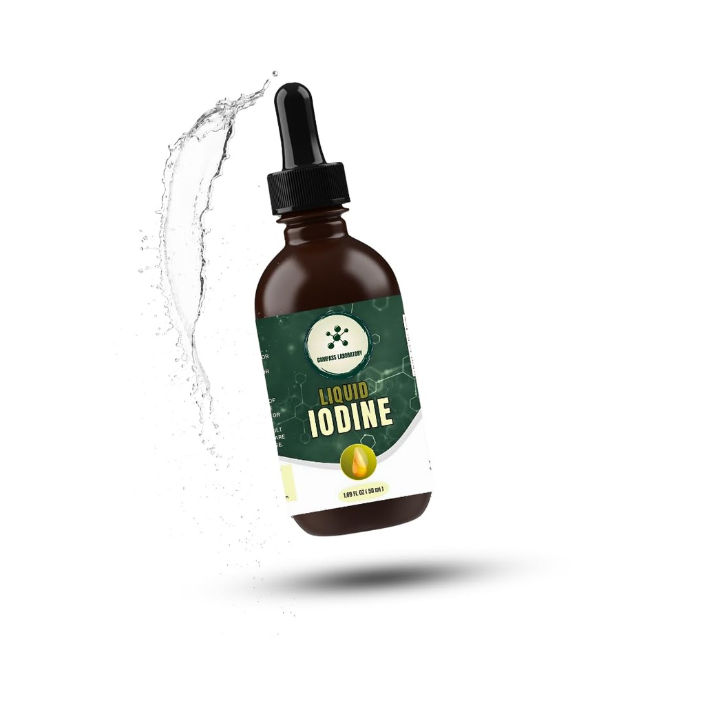 Kompass Laboratorium Iodin Liquid Drops 126; Clear & Colless Liquid 124; 50ml - 250mcg / Serving 126; Highness Dietary Supplemen