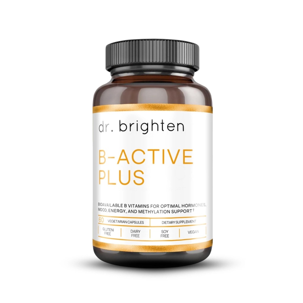 Dr. Brighten B-Active Plus - Vegan B Vitamin Suplemen Energi, Metabolisme, Kesehatan Jantung, Peningkatan Memori - 60 Kapsul