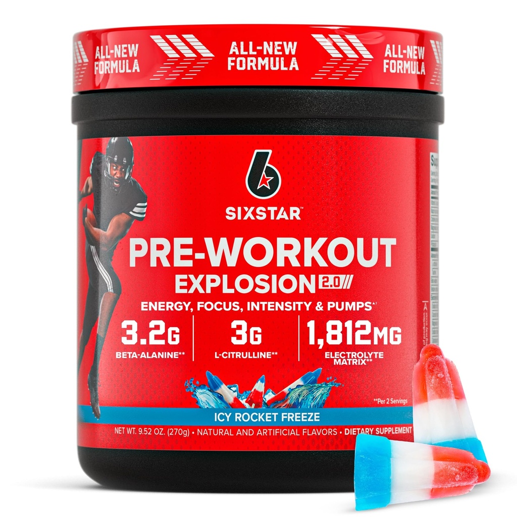 6 bubuk bintang Pre-Workout untuk pria dan wanita, roket ICY pembeku (30 pelayan) - Pretraining Deplosion 2.0 Pounder Energi Minum Mix dengan Beta-Alanine & Caffeine