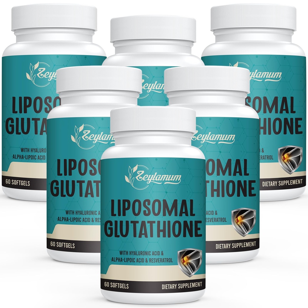 2400 MG Lipomal Glutathione Softgeels, Max Absorpsi, Formasi L- Glutathione Dikurangi (GSH), dengan Acid Hyaluronic, Resveratrol, Master Antioksidants untuk Detox, Brain, Sistem kekebalan tubuh, 360 Softgeels