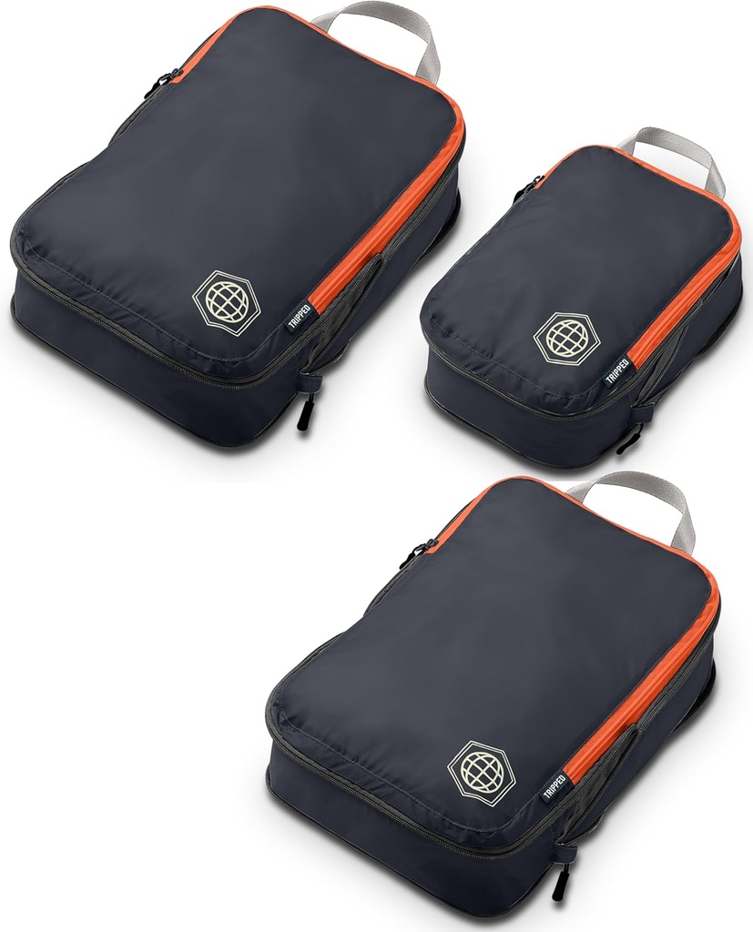 Compression Packing Cubes Set for Travel - Lighweight, Durable Clothes Organizer for Carry- On Lumework and Suitcase by TRIPED Travel Gear