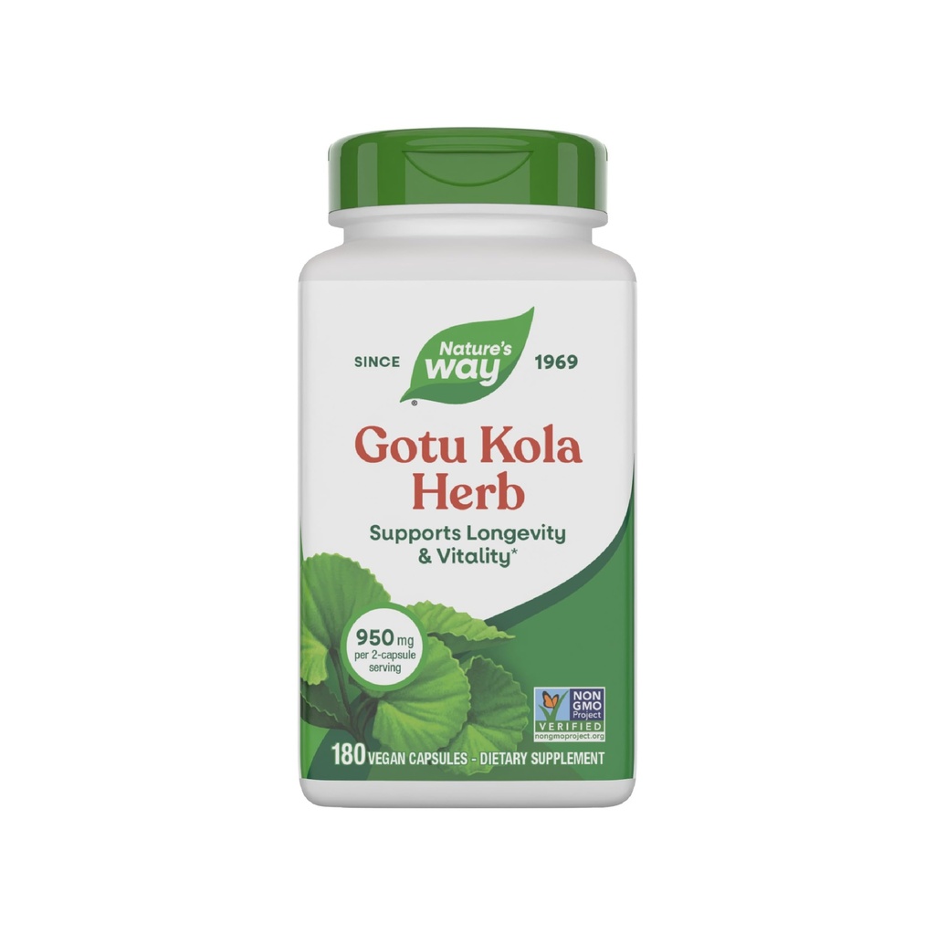 Cara Alam Gotu Kola Herb, Mendukung Umur-panjang dan Vitalitas *, 950 mg per 2- Capsule Serving, Proyek Non-GMO Diverifikasi, 180 Capsules (Packaging May Vary)