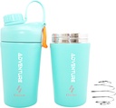 Ozizo Protein Mixing Cup for Protein Mixes, 20 Ounces Stainless Steel Protein Bottle, Insulated, Leak Proof, Odor Resistant, Small Cute Gym Mixer for Men, Women, Girls, Hot & Cold Frinks