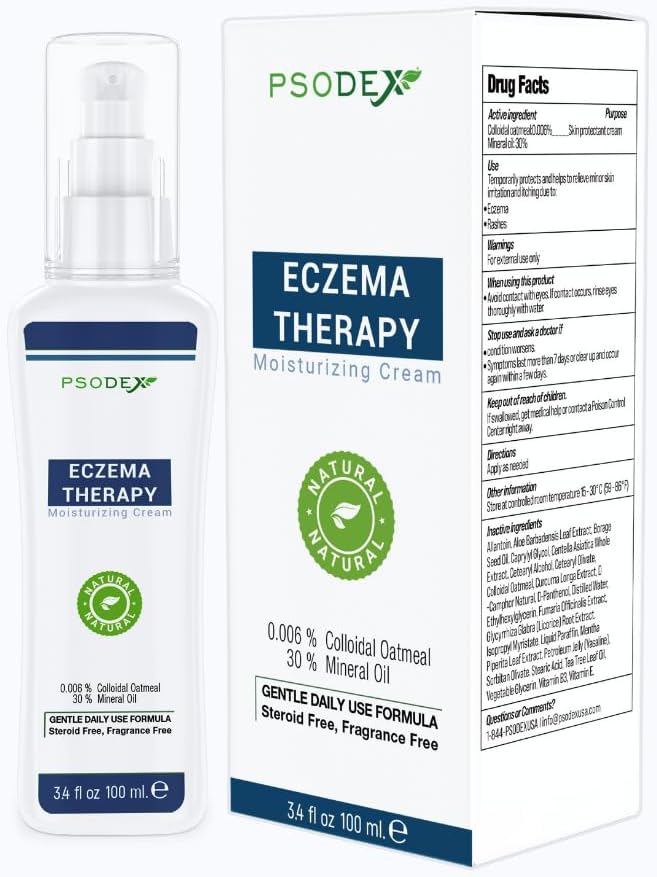 PSODEX Eczema Cream - Moisturizing Eczema Therapy Skin Care with Aloe Vera, Vitamin, Tea Tree Oil - Organik dan Lotion Eczema Natural - Non-Irrtating and Soothing Eczema Cream