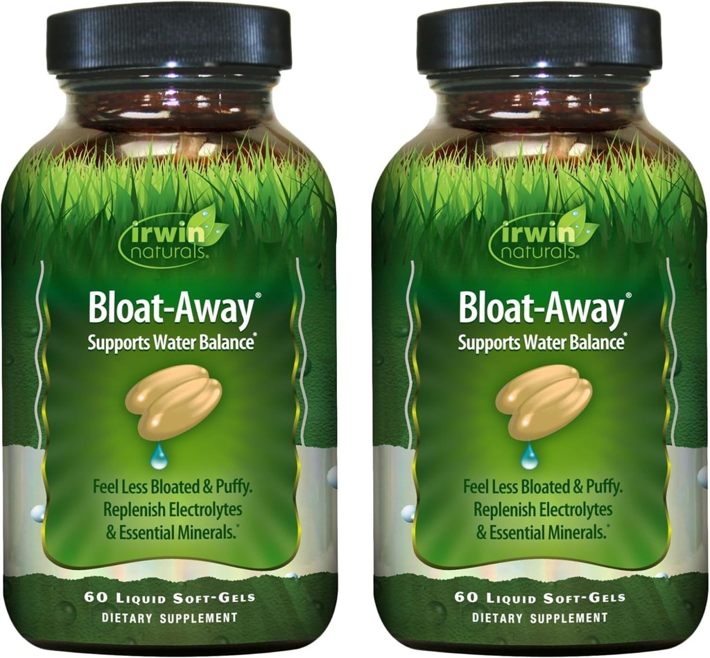 Irwin Bloat-Away-Air Dukungan - Replenish Elektrolite & Escalypse Mineral - 60 Liquid Soft- Gels - 2 Pack