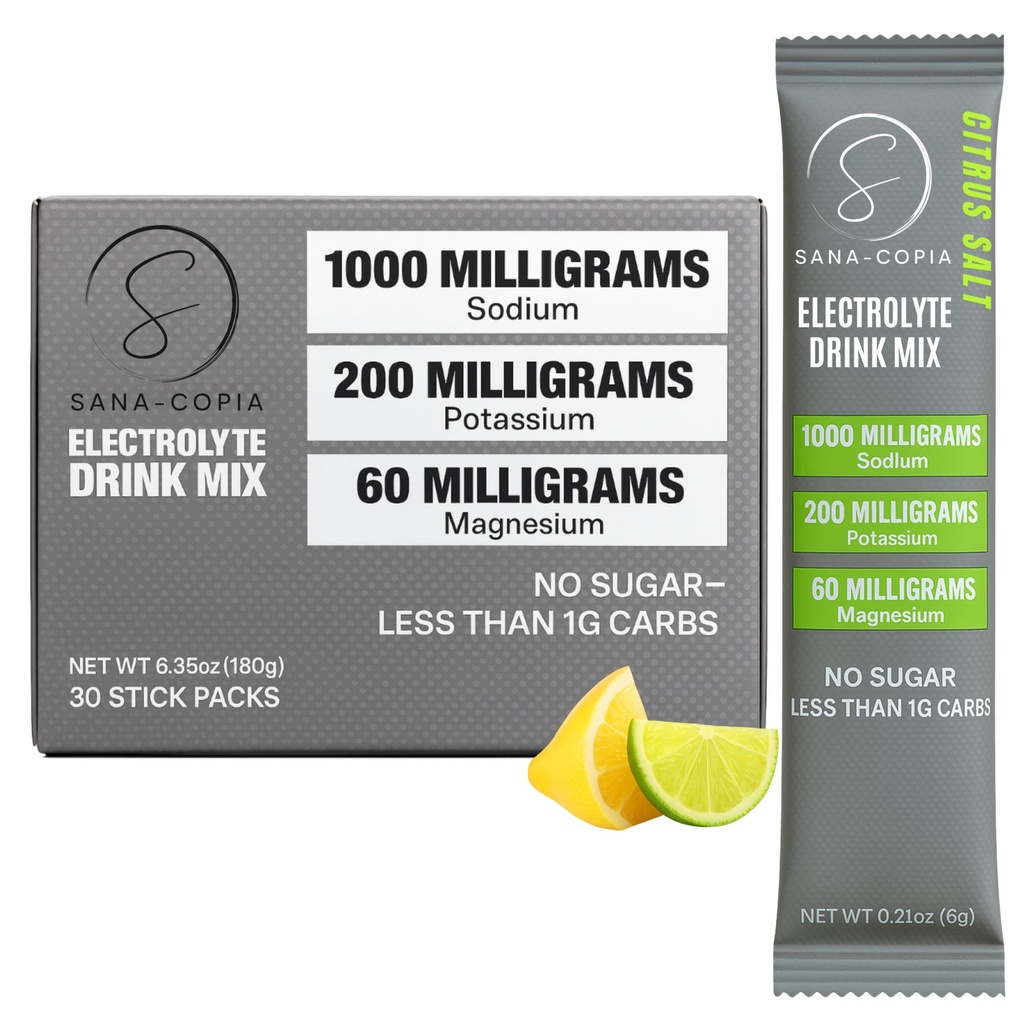 Electrolite Drink Hidration Packet: 1000mg Sodium, Potasium & Magnesium Citrus Garam Hydrating Poader, Zero Sugar - 30 Lime Electrolite Powder Packet, Untuk Relief Rehydration atau Dehydration