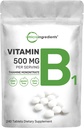 Mikro Ingrediens Vitamin B1 500mg Per Serving, 240 Tablets 124; Vitamin B1 Thiamine Suplemen, Esculum B Vitamin 124; Supports Metabolisme & Healthy Sistem Gugup 124; Non-GMO, Mudah ditelan