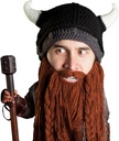 Kepala Viking Pilager Kepala Jenggot - Asli Knit Viking Horn Helmet dan Removable Braided Brown / Black Beard