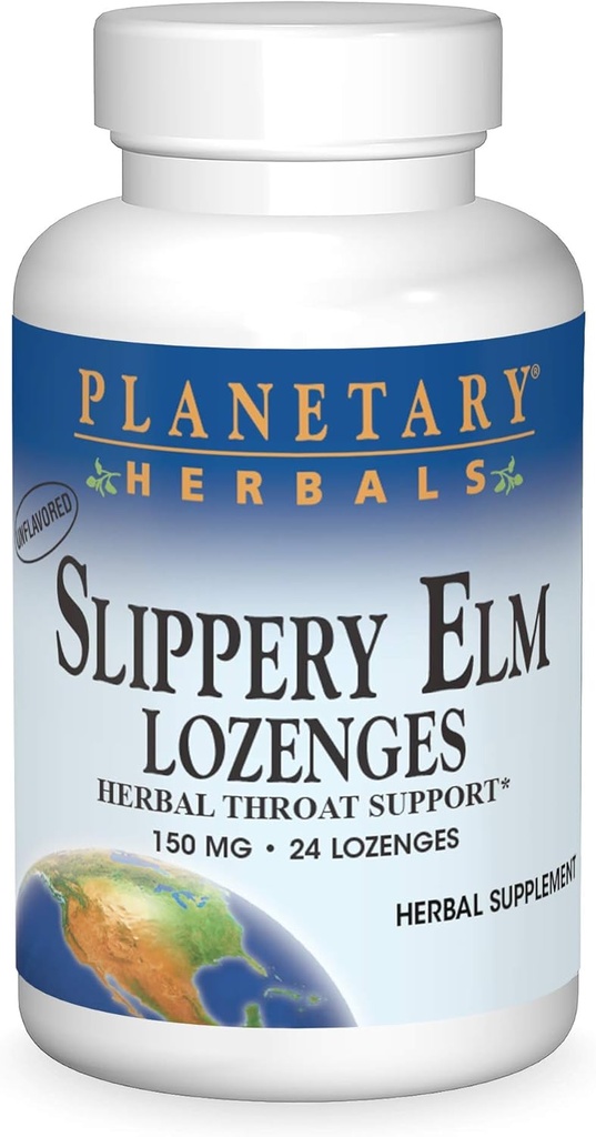Planetary Herbals Slippery Elm Lozenges, Herbal Throat Dukungan, 24 Lozenge