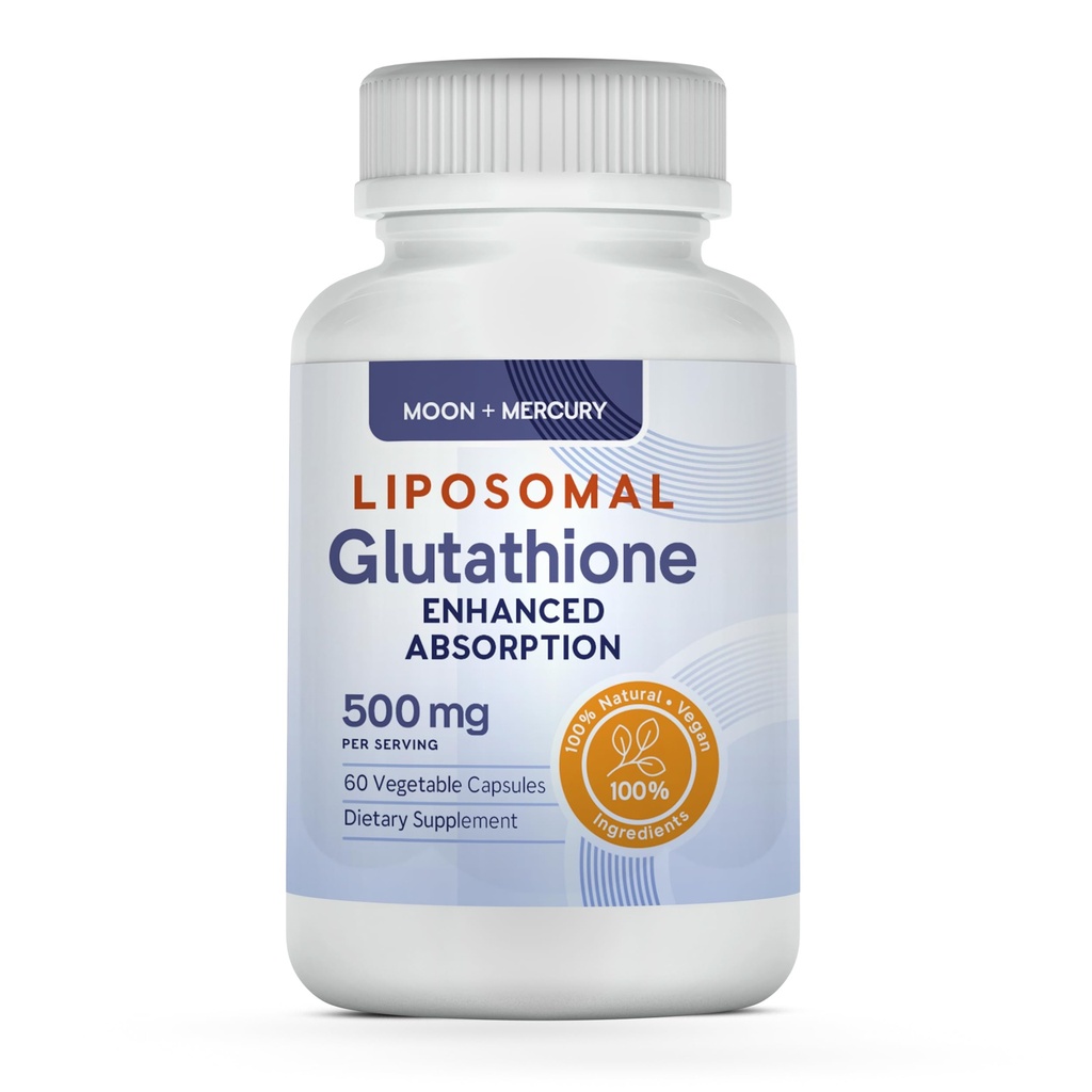 Lipomal Glutathione Non- GMO, Gluten Free 500mg Suplement - May provide Ammune Support, Liver Detox, Brain Health - 60 Glutathione Capsules