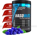 VASOBLITZ Award Memenangkan Dual Nitric Oxide Pre Workout dengan NO3T Arginine Nitrate, L- Citrulline, Betaine Anhidlous, Calcium Lactate, Caffeine Endurance (30 Serving) (Blue Raspberry)