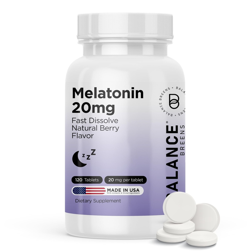 Balancebreens Melonatin 20mg Quast Dissolve Tablet - High Potency, Fast Acting, Natural Sleep Support - Sleep Aids for Dewasa - Non-Groggy, Drug-Free Formula - 120 Sleep Pills