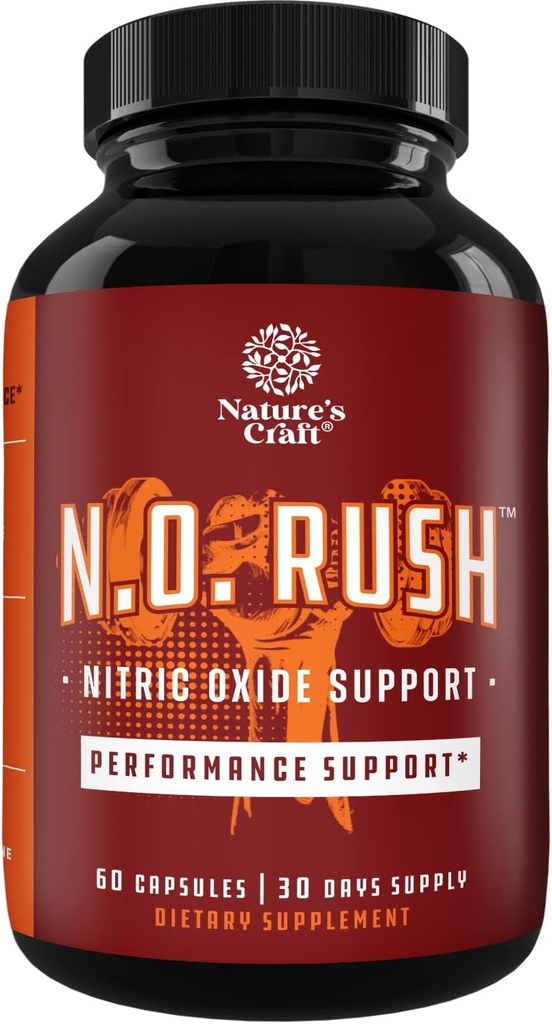 Dukungan Nitric Oxide Pil - Pendukung Kerja Natural & Exercise Enhancer - Pemulihan Tenaga Boost Energi Muscle Pembangun - Murni L-Arginine & L- Citrulline Amino Acsules - oleh Craft Natures