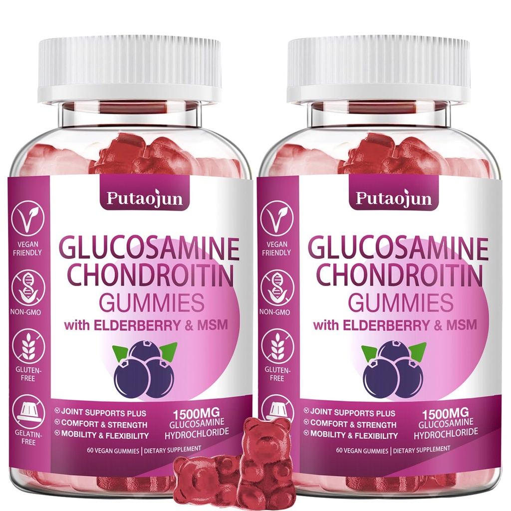 Glucosamin Chondroitin Suplemen dengan MSM & Elderberry 124; Glucosamin Chondroitin Gummy untuk Pria Dewasa & Perempuan 124; Glucosamin Chondroitin Gummies Kekuatan Ekstra 124; Bersama 124; 2 Paket