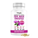 Vitapia Organic Milk Thistle Extract 70: 1 Suplemen - Liver Cleanse Detox & Repair, Liver Health Support, Antioksidants - 120 Vegan Kapsul, Non GMO, Gluten Free