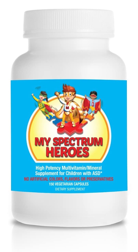 My Spectrum Heroes Fetivitamin Children 's Suplement - Acetyl.l- carnitine, Choline, Coenzim Q10, Inositol, MSM, MTHF, NAC untuk Bantuan Nutonasional Harian dan Kesehatan Kognitif (150 Capsules)