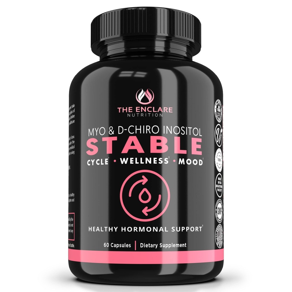 The ENCLARE NUTRITISI Myo- inositol, D-Chiro Inositol Capsules (Optimal 40: 1 Rasio) Fertilitas, PCOS Natural Suplemen untuk Perempuan, Keseimbangan Hormone, Dukungan Ovarium Kesehatan