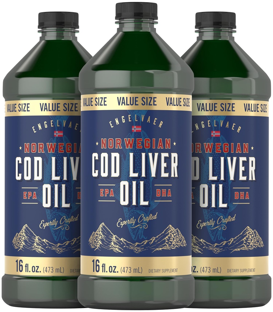 Carlyle Norwegia Cod Liver Oil Suplemen 124; 16oz 124; Kembungkus 3 Botol 12.4; Liquid Unflagranted Fish Oil Suplement 126; Non-GMO, Gluten Free