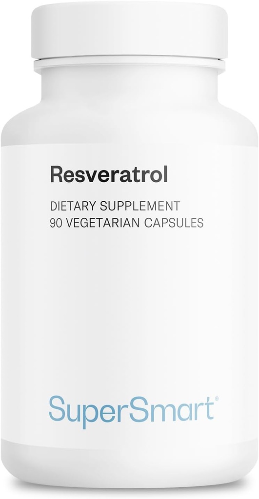 Supersmart-Resveratrol 40mg per hari (Well-Tolerated) - Ekstrak Anggur Merah Organik - Tambahan Potensi Tinggi Reveratrol: 124- GMO & Gluten Bebas - 90 Vegetarian Capsules