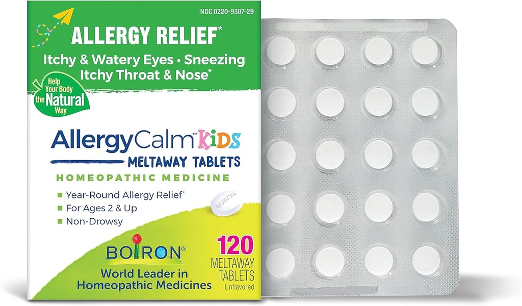 Tablet Anak AllergyCalm Boiron untuk Relief dari Allergy dan Gejala Demam Hay dari Sneezing, Hidung Runny, dan Mata gatal atau Tenggorokan - 120 Cacah