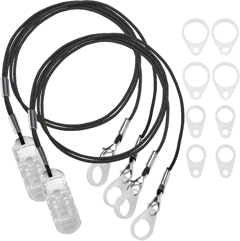 MeDca Hearing Aid Clip - Protection Holder dengan Anti Lost Lanyard Cord - Rop dengan Loops dan Clip and Security Clip Ideal untuk Behind The Ear Adds dan Personal Sound Amplifiers, (Paket 2)