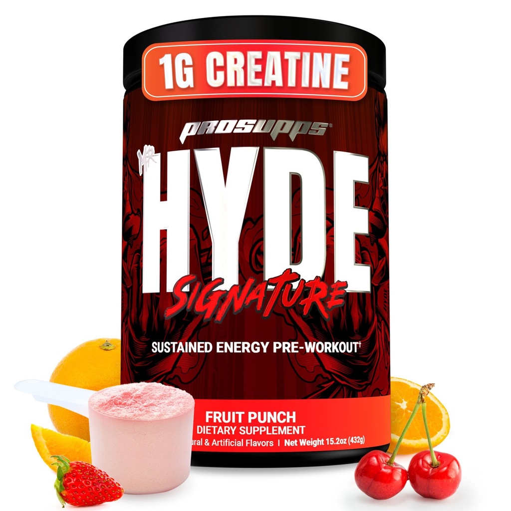 PROSUPPS Mr. Hyde Signature Pre Workout Powder with Creatine, Beta Alanine & Caffeine - Performance, Energy & durance - Clean Fitness & Gym Supplies for Men & Women (Fruth Punch, 60 Servings)