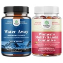 Bundle of Water Away Pill - Fluid Retention Suplement with Dandelion Leaf Extractions for Bloating Relief - Capsules for Leg & Feet Swelling and Women 's Multivitamin Gummies for Adutures Energy & Imunity