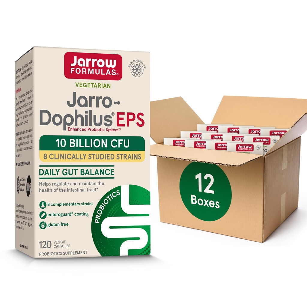 JARD Formulas Jarro- Dophilus EPS Progities 10 Milyar CFU for Intestial Tract Dut Suplemen Untuk Kesehatan Bagi Perempuan dan Pria, 120 Vevgie Capsules, Hingga 60 Hari Supply, Paket 12