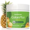 Santo Remedio Colon Plus, Colon Cleanser, Dietary Psyllium Husber Fiber dan Progration Suplemen, 30 Servis, Pineapple Flavor