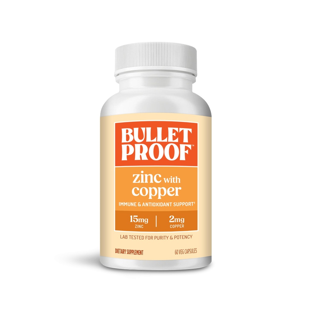 Anti peluru Zinc dengan Copper Capsules, 60 Count, Minetary dan Antioksidant Suplemen untuk kekebalan dan Mood