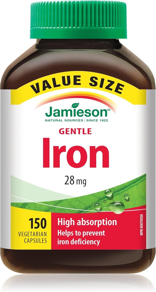 Jamieson Tinggi Absorpsi Lembut Besi, 150 caps Nilai Ukuran