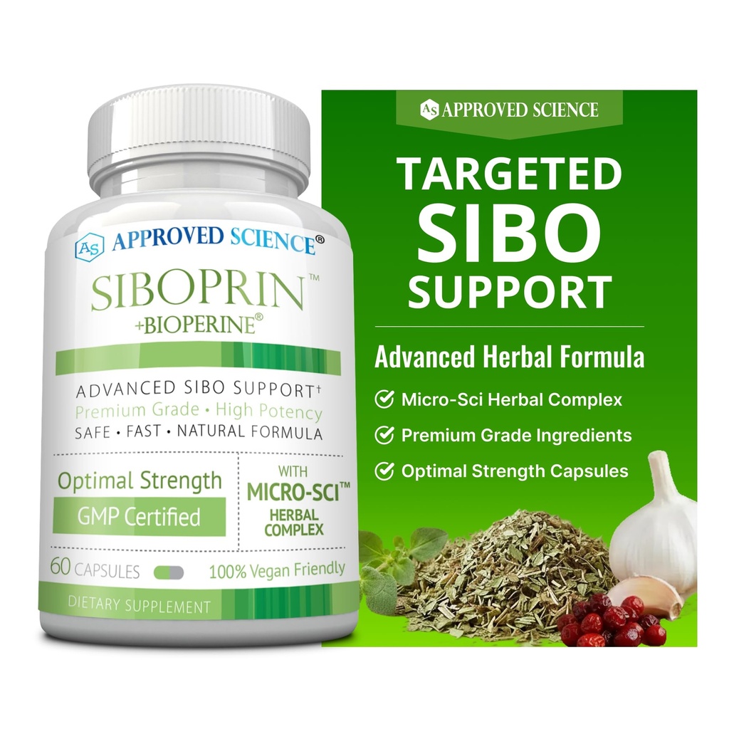 Siboprin Ilmiah - 60 Capsules - Dukung Keseimbangan Gut, Soothe Intestial Irritation, Bantuan dengan Cramps dan Bloating - Acid Caprylic, Barberry, Oregano - Vegan
