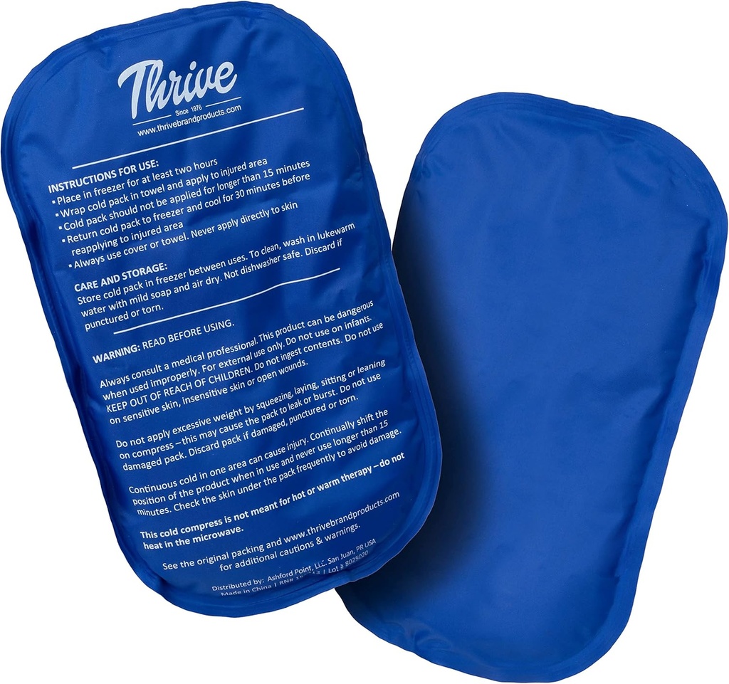 Pack Es Thrive untuk Pembagian Injuries - Large, Dark Blue, 2 Count - Gel Ice Packs & Cold Compress Pads for Neck, Shoulder, Knee & Back Pain Relief - Flexible, Long- Lasting Therapy