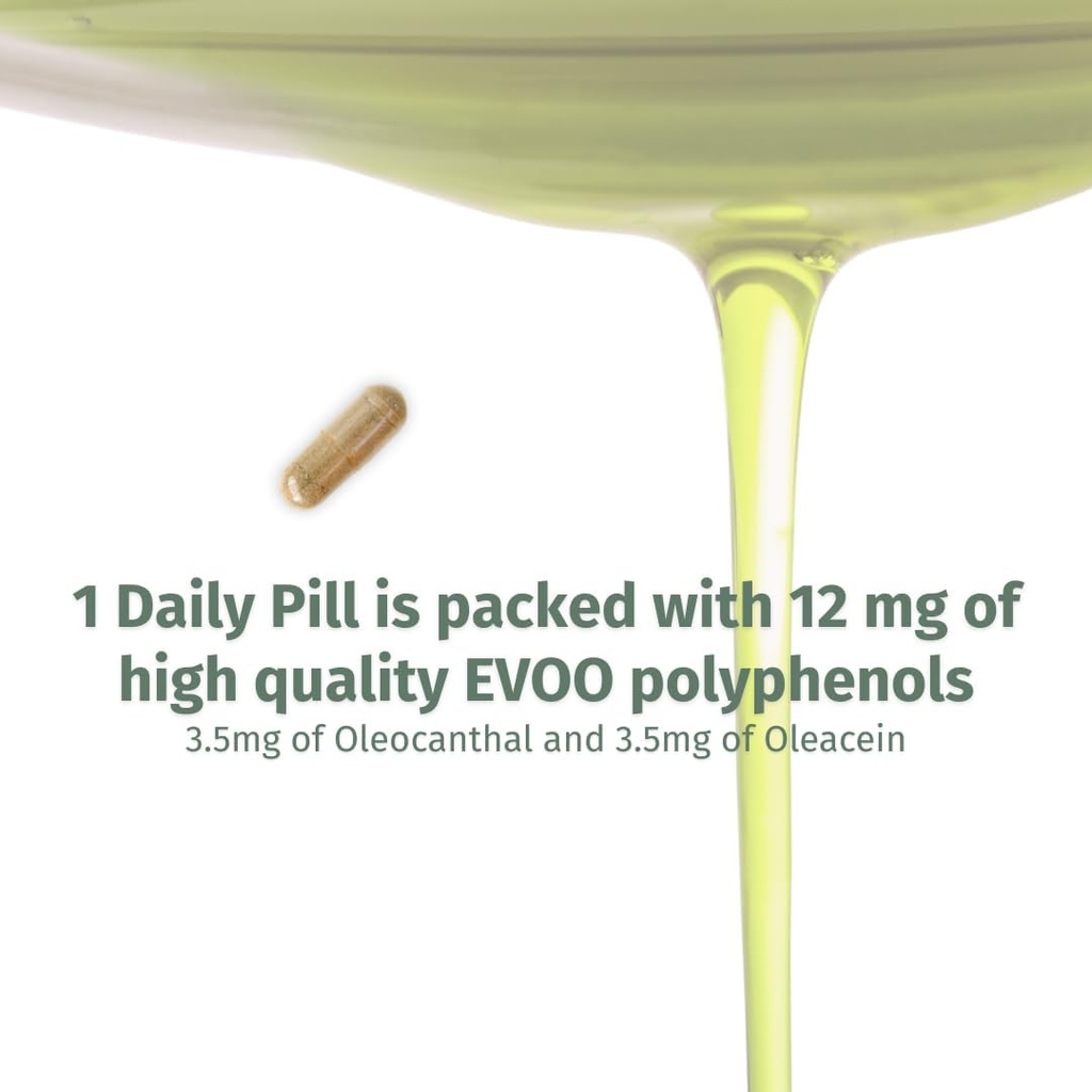 Oleocan ™ Capsules - 90 Day Supply - Premium EVOO Polyphenol Suplemen - 3.5mg dari Oleocanthal dan 3.5mg dari Oleacein - Broad Spectrum