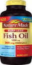 Burp- Kurang Minyak Ikan 1200 mg, 200 Softgels, Minyak Ikan Omega 3 Tambahan Untuk Kesehatan Hati