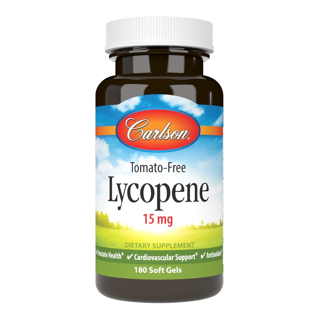 Carlson - Lycopen, 15 mg, Tomato- Free, Prostate Health & Circulation Sughness, 180 Softgels