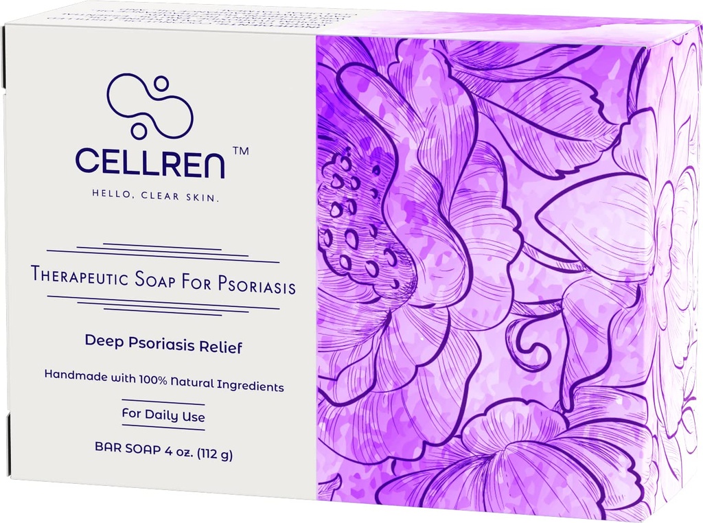 CellRen Psoriasis Sabun Bar Bantuan Alam untuk Psoriasis. Ekstra Skin- Calming Formula. 4oz
