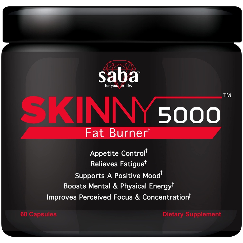Saba Skinny 5000 -Fat Loss -Weight-Appetite Control -Mild Jitter-Free Energi- Fokus -60 Capsules