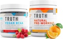 Truth Nutrition Natural Athlete Workout Stack - Natural Pretraining (Orange Tangerine) + Vegan BCAA (Red Raspberry)