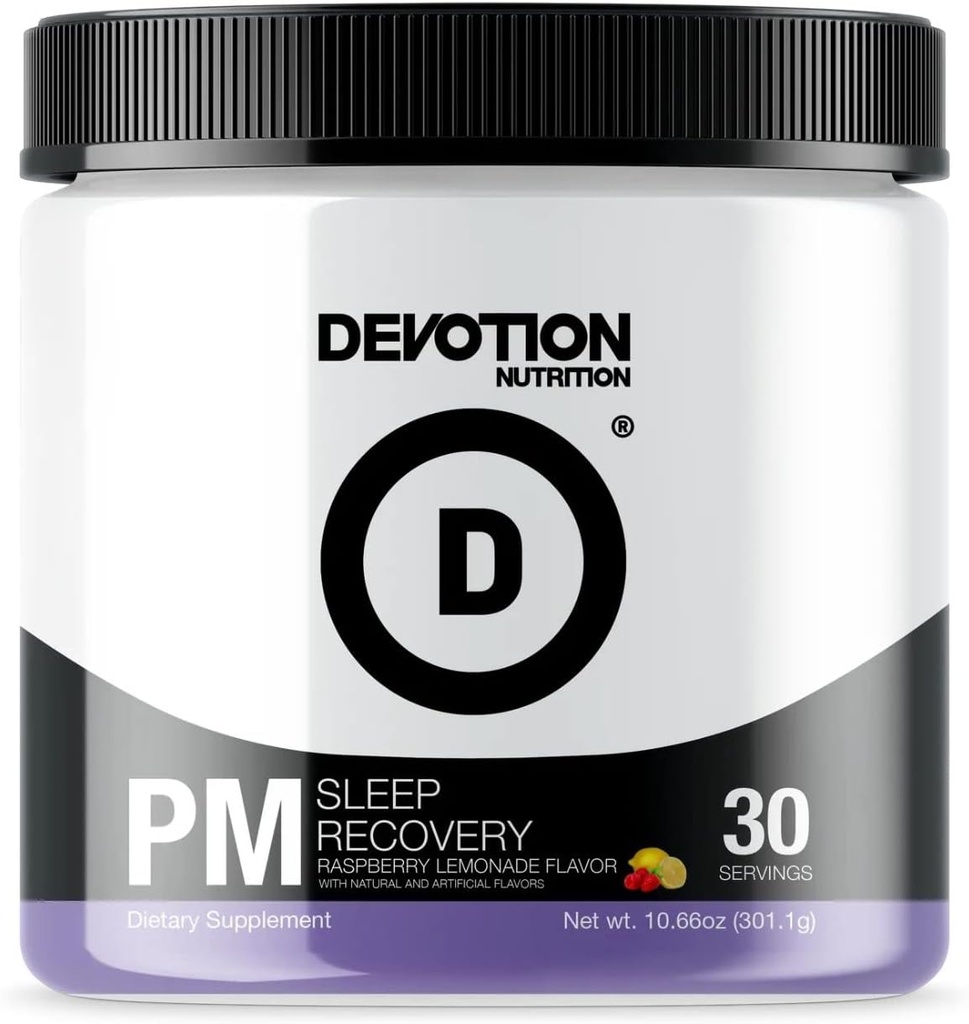 Devotion Nutition PM Sleep Recovery 124; Steviia Sweetened 126; Impreve Energy, Relax Mind, Dukung Mood, Enhance Metabolism 124; 30 Servings (Raspberry Leimonade)