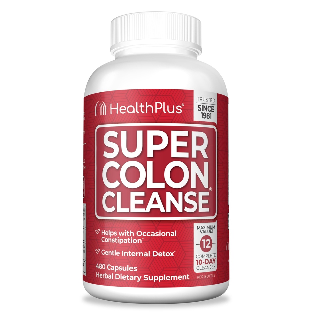 Kesehatan Plus Super Colon Cleanse 120 Day Supply of Gentle Gut Cleanse Detox, Psyllium Husk, Progories for Constipation Relief & Digetives Support, 480 Capsules