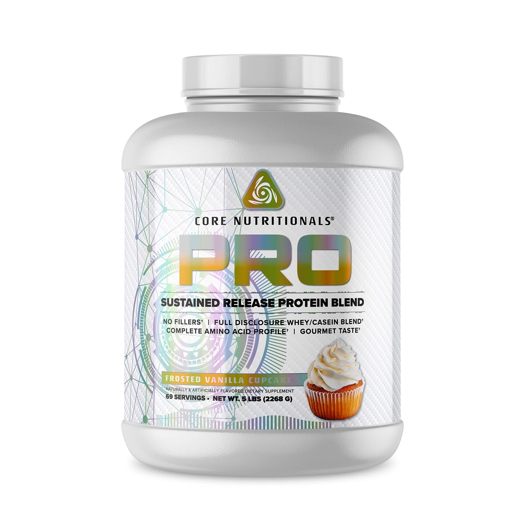 Core Nutronionals Pro Sustayed Rilis Protein Blend, Enzyme Blend, 25G Protein, 2G Carb, 69 Servis (Frosted Vanilla Cupcake)