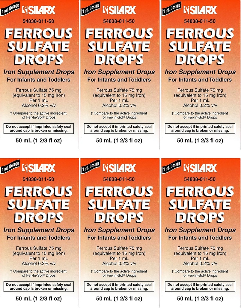 Ferrous Drops Iron Supplement Peppermint Flavor Generik untuk Enfamilil Ferget In- Sol Iron Suplement Drops for Ints, Toddlers & Children Measure Dropper Sertakan 50 ml per Paket Botol 6