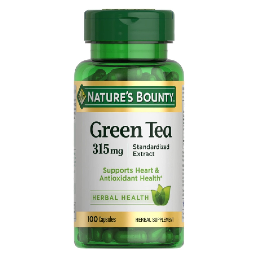 Pil Teh Hijau Nature dan Suplemen Kesehatan Herbal, Support Heart dan Antioksidant Kesehatan, 315mg, 100 Kapsul